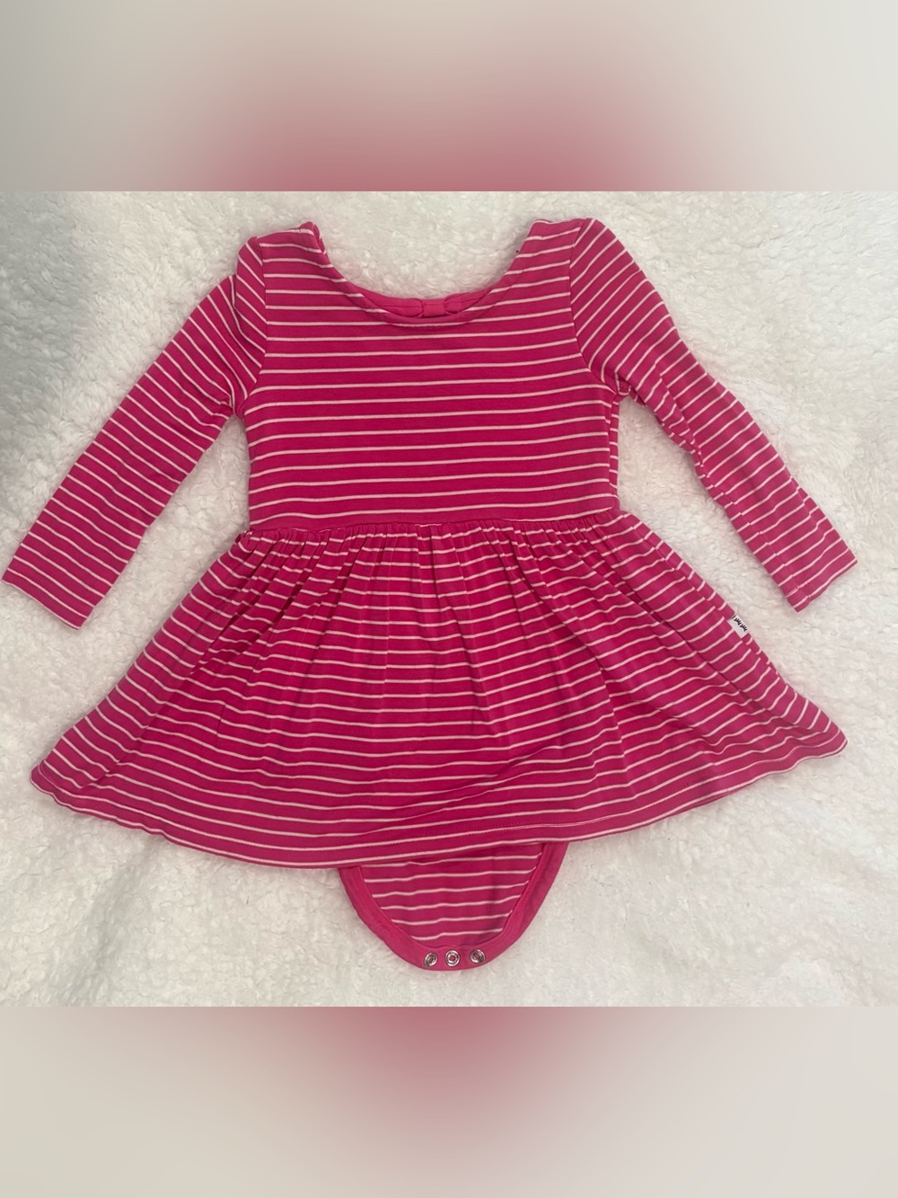 Play by Little Sleepies Pink Stripe Bamboo Twirl Bodysuit Dress 6-12M
